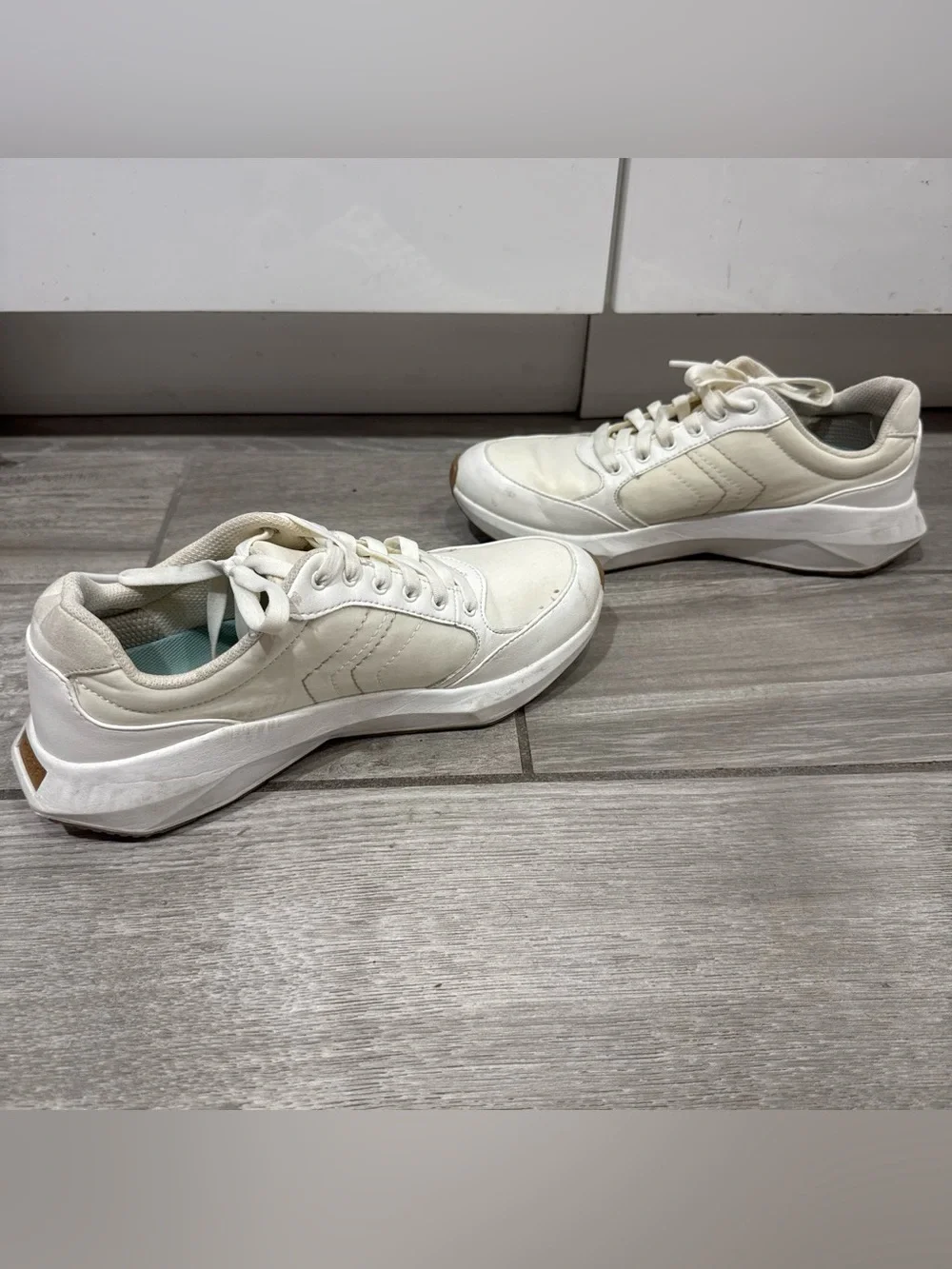Dr. Scholl's Women's White Sneakers with Tan Accents